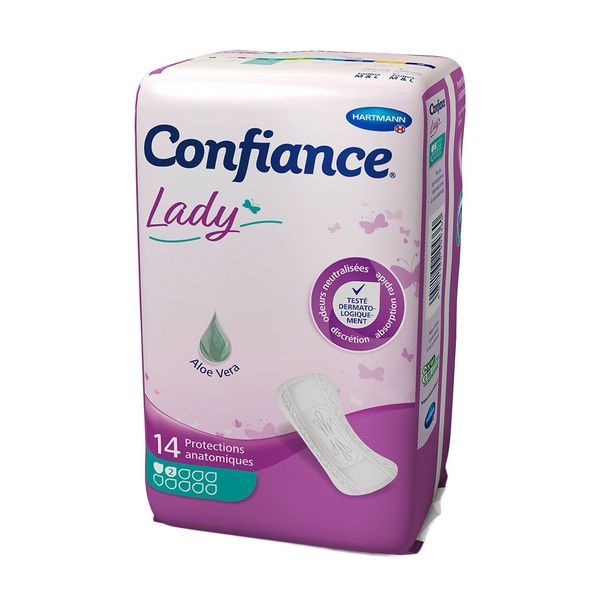 CONFIANCE LADY ABSORPTION 2 G Protection anatomique hypoallergénique pour incontinence urinaire, femme, sac 14