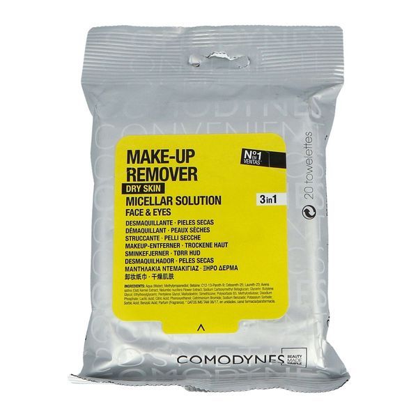 COMODYNES LINGETTES DEMAQUILLANTES Lingette imprégnée démaquillante à l'avoine, sachet 20