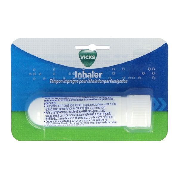 VICKS INHALER Tampon imprégné pour inhalation par fumigation, boîte 1 tampon imprégné en tube