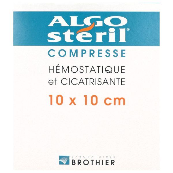 ALGOSTERIL COMPRESSE Pansement d'alginate, hémostatique et cicatrisant, stérile, 10 cm x 10 cm (ref. 25540), bt 16