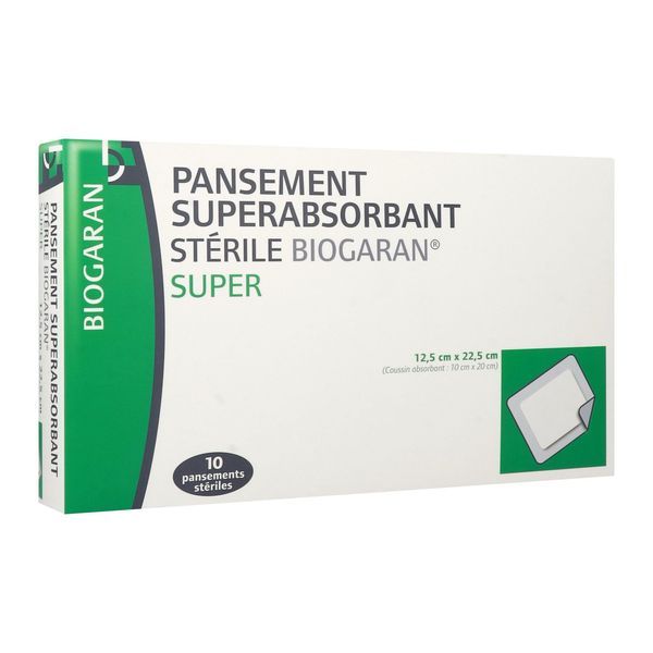 Biogaran Conseil Pansement Super Absorbant Sterile Super 12,5 Cm X 22,5 Cm Boite 10