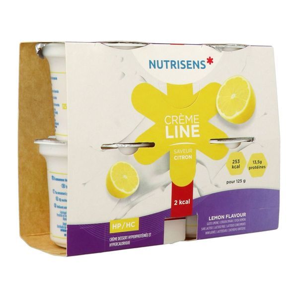 NUTRISENS CREMELINE HP HC 2 KCAL CREME DESSERT Denrée alimentaire destinée à des fins médicales spéciales, citron, 125 g x 4
