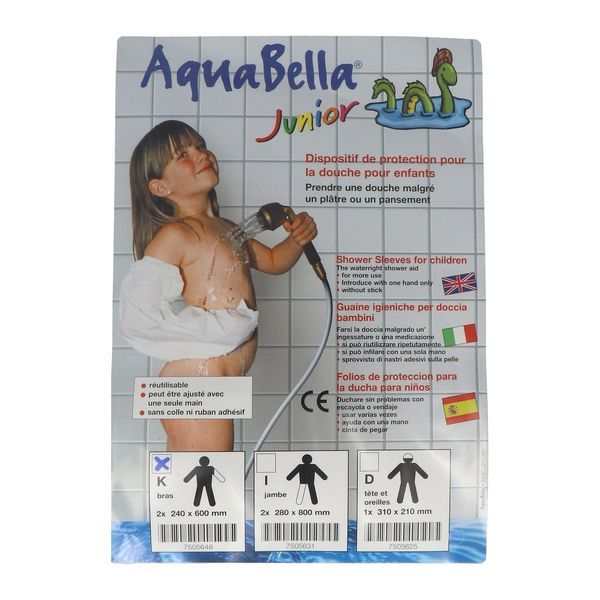 AQUABELLA JUNIOR Protège plâtre étanche et réutilisable pour enfant ou adulte, bras, taille K, sachet de 2