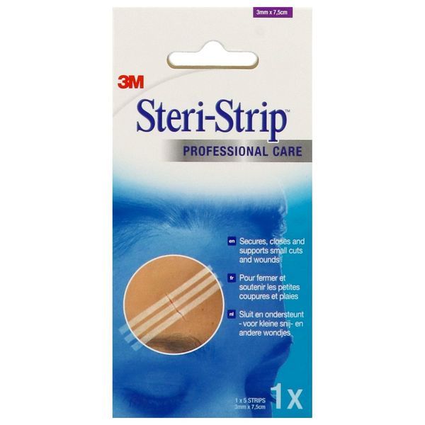 STERISTRIP Bandelette adhésive pour suture, stérile, 3 mm x 75 mm (ref. 1540), bt 5 bandelettes