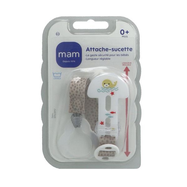 MAM ATTACHE SUCETTE COLLECTION STANDARD Attache sucette motif graphique et design, sans bisphénol A, unité
