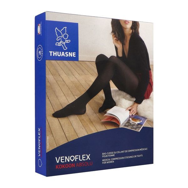 VENOFLEX 2 KOKOON ABSOLU Bas cuisse médical de compression antiglisse classe 2, femme, noir, long, taille 3, paire