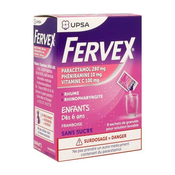 Fervex Enfants Sans Sucre Granules Pour Solution Buvable En Sachet B/8