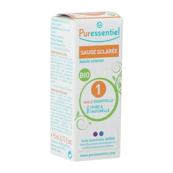PURESSENTIEL HUILE ESSENTIELLE BIO COMPLEMENT ALIMENTAIRE Complément alimentaire, huile essentielle de sauge sclarée HEBBD, fl 5 ml