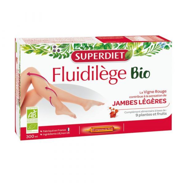 Superdiet Fluidilege jambes légères Bio - 20 ampoules