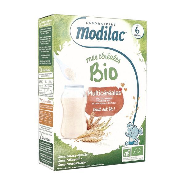 MODILAC MES CEREALES BIO Céréale infantile instantanée pour nourrisson 2ème âge, multicéréales, bt 250 g