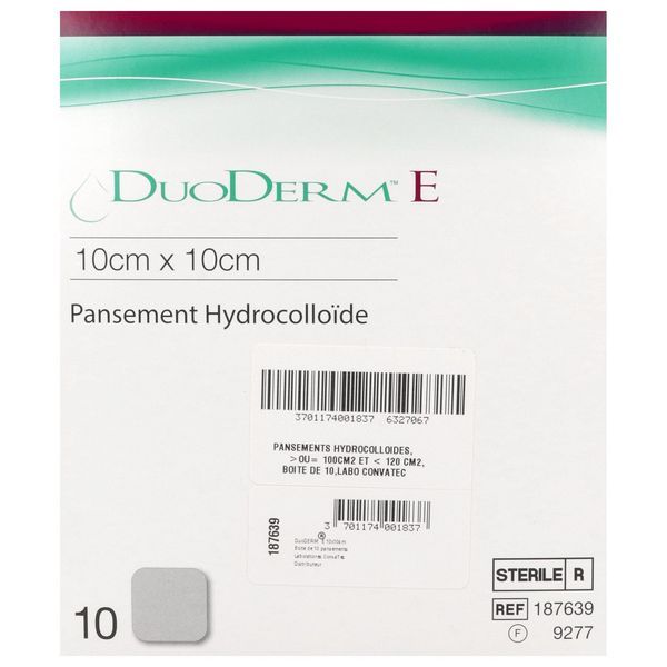 DUODERM E Pansement hydrocolloïde hydroactif, stérile, 10 cm x 10 cm (ref. 187639), bt 10