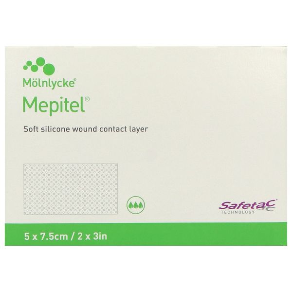 MEPITEL Pansement interface siliconé à micro-adhérence sélective, stérile, 5 cm x 7,5 cm, bt 10