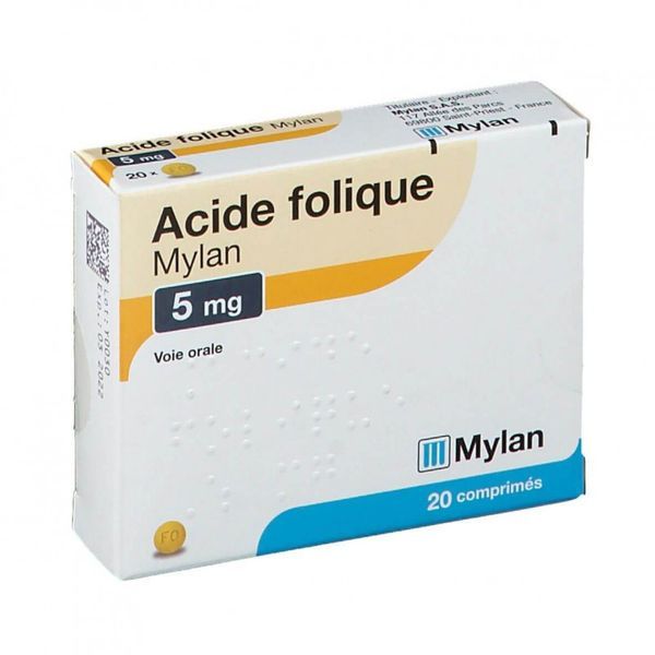 Acide Folique Mylan 5 Mg Comprimes Sous Plaquette (Pvc/Pvdc/Aluminium) B/20