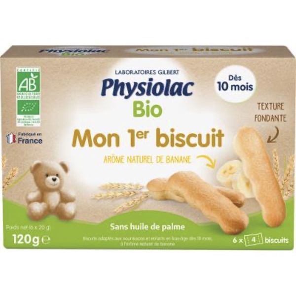 PHYSIOLAC BIO MON 1ER BISCUIT Biscuit bio, arôme naturel de banane, bt 24