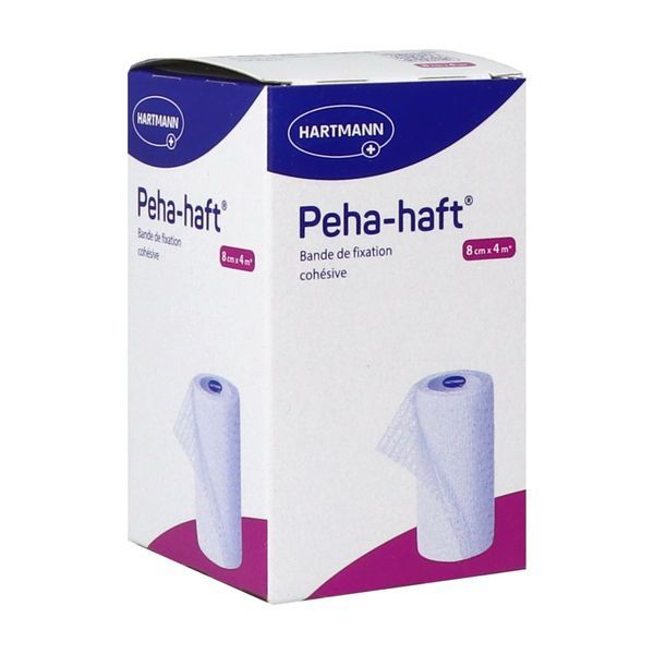 PEHA - HAFT LATEX FREE Bande de fixation élastique et cohésive, 4 m à l'étirage x 8 cm (ref. 932443), unité