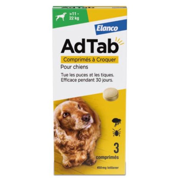 Adtab 450Mg Comprime A Croquer Pour Chiens (11-22Kg) Plaquette 3