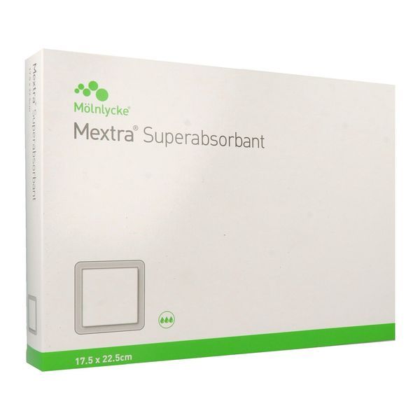 MEXTRA SUPERABSORBANT Pansement hydrocellulaire superabsorbant, multicouche, non adhésif, stérile, 17,5 cm x 22,5 cm (ref. 610280), bt 10