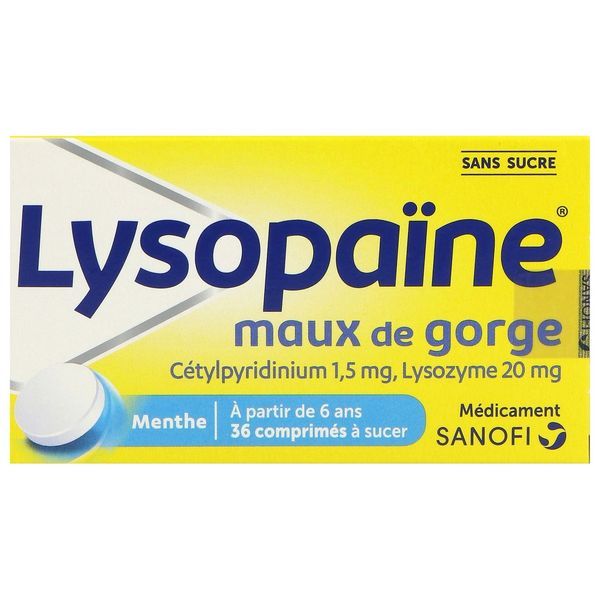 Lysopaine Maux De Gorge Cetylpyridinium Lysozyme Sans Sucre Comprime A Sucer Edulcore Au Sorbitol Et A La Saccharine B/36