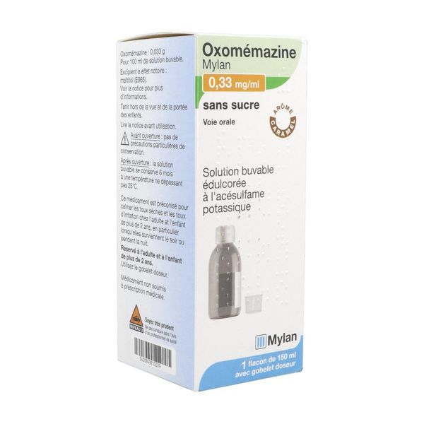 OXOMEMAZINE VIATRIS SANS SUCRE Solution buvable 0,33 mg/ml, flacon 150 ml avec gobelet doseur