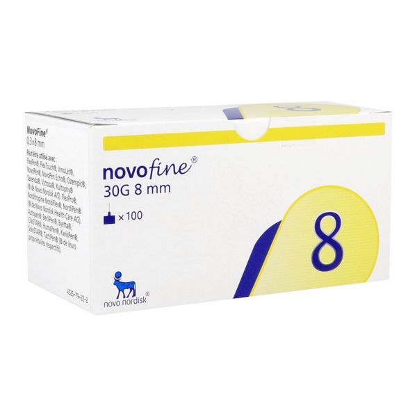 NOVOFINE S Aiguille pour stylos injecteurs d'insuline Novo Nordisk, G30, 0,3 mm x 8 mm, bt 100
