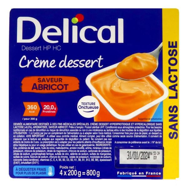 Delical Creme Dessert Hp Hc Abricot Sans Lactose - Nouvelle Formule Pot 200 G 4