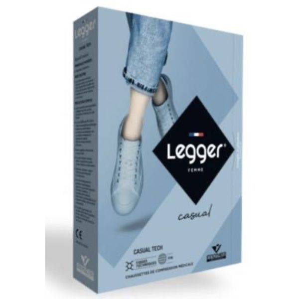 LEGGER 2 FEMME CASUAL TECH Chaussette médicale de compression classe 2, fine, opaque, pour femme, prune, court, taille 3, paire
