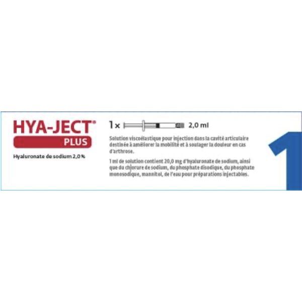 HYA-JECT PLUS Solution stérile de hyaluronate de sodium 2,0 % pour injection intra-articulaire, bt 1