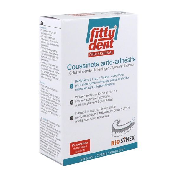 FITTYDENT COUSSINETS Coussinet adhésif de fixation pour appareils dentaires inférieurs, bt 15