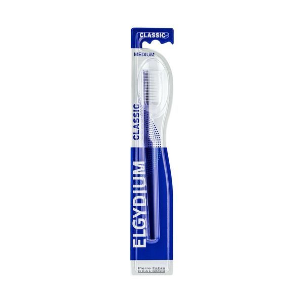 ELGYDIUM CLASSIQUE Brosse à dents pour adulte, 4 rangs, standard, médium, transparente, unité