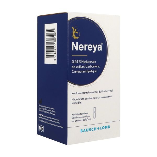 NEREYA UNIDOSE Solution ophtalmique lubrifiante, unidose, bt 60
