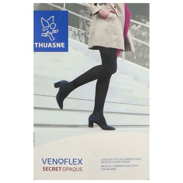 VENOFLEX 2 SECRET OPAQUE Chaussette médicale de compression classe 2, pour femme, noir, normal, taille 1, paire