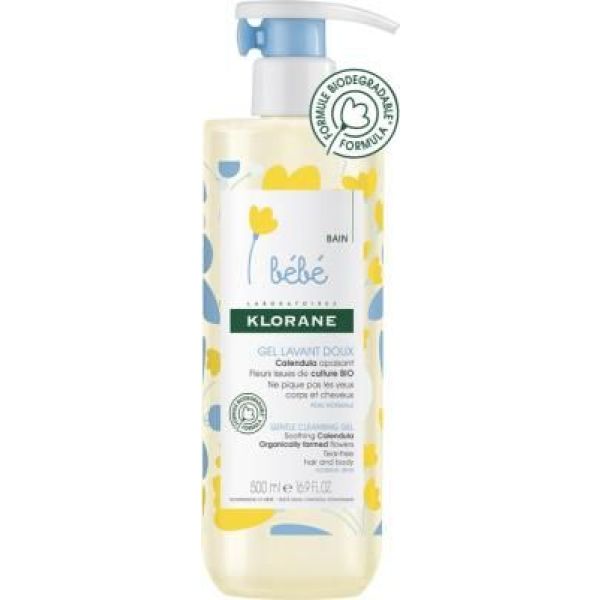 KLORANE BEBE BAIN GEL LAVANT DOUX Gel lavant au calendula bio, tube 200 ml