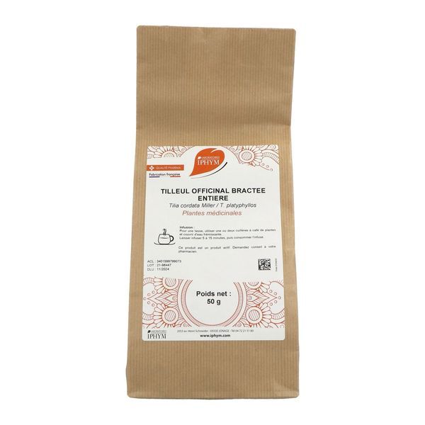 TILLEUL OFFICINAL BRACTEE IPHYM Bractée coupée de tilleul officinal, vrac, entière, sac 50 g
