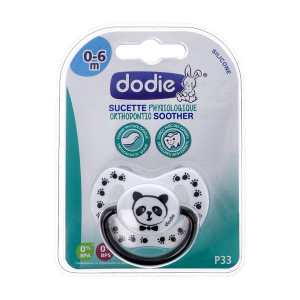 DODIE SUCETTE PHYSIOLOGIQUE 0 - 6 MOIS Sucette physiologique, avec anneau, téterelle silicone, N° P33, unité