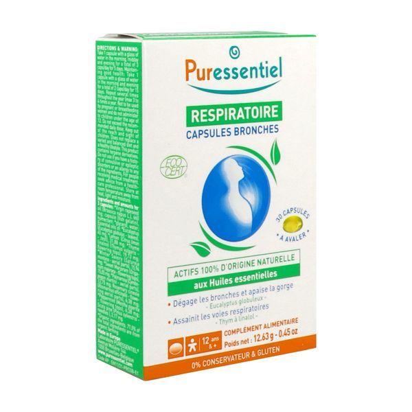 PURESSENTIEL RESPIRATOIRE CAPSULES BRONCHES Capsule à avaler, complément alimentaire pour les voies respiratoires, bt 30