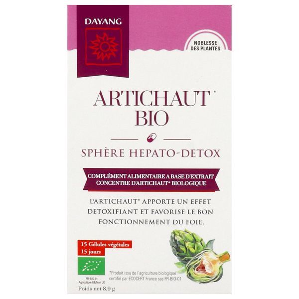 DAYANG PLANTE UNITAIRE BIO ARTICHAUT Gélule, complément alimentaire à base d'extrait concentré d'artichaut bio, bt 15