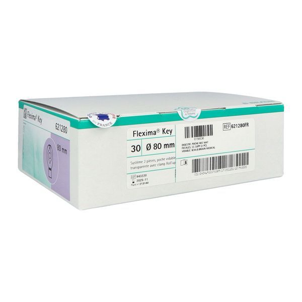 FLEXIMA KEY ROLL'UP Poche vidable, système 2 pièces à couplage adhésif, clamp souple, transp, diamètre 80 mm (ref. 621280FR), bt 30