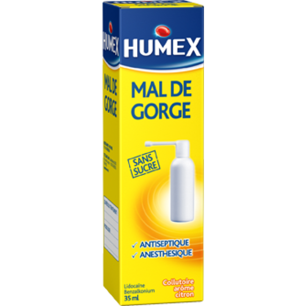 Humex Mal De Gorge Collutoire Flacon Pressurise 1 Flacon(S) Aluminium Verni Pressurise(E)(S) De 35 Ml Avec Tube(S) Plongeur(S) Polypropylene