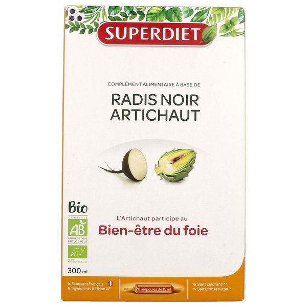 Superdiet Radis noir / Artichaut Bio - coffret 20 ampoules de 15 ml