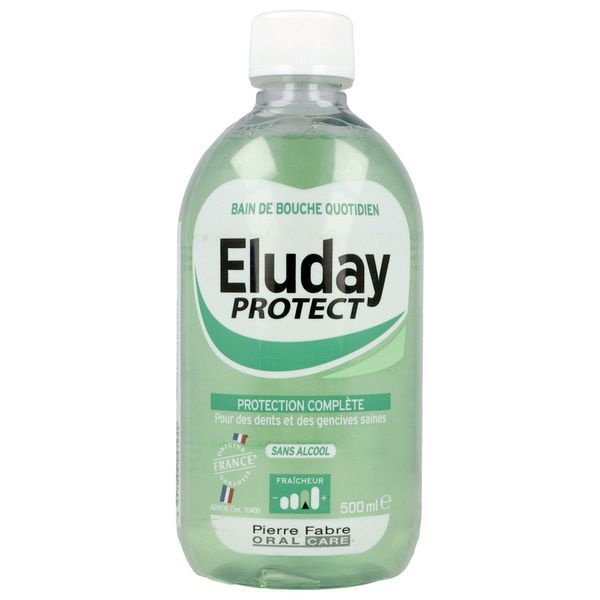 ELUDAY PROTECT BAIN DE BOUCHE QUOTIDIEN Bain de bouche quotidien au fluorinol, protection complète, fl 500 ml