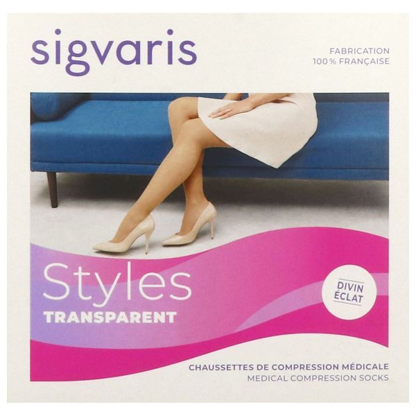 SIGVARIS 2 STYLES TRANSPARENT Collant médical de compression classe 2, pour femme, noir, normal, large (ref. 301988), paire