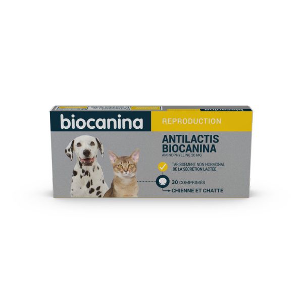BIOCANINA REPRODUCTION ANTILACTIS Comprimé pelliculé antilaiteux non hormonal, pour chienne et chatte, bt 30