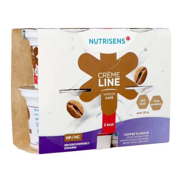 NUTRISENS CREMELINE HP HC 2 KCAL CREME DESSERT Denrée alimentaire destinée à des fins médicales spéciales, café, 125 g x 4