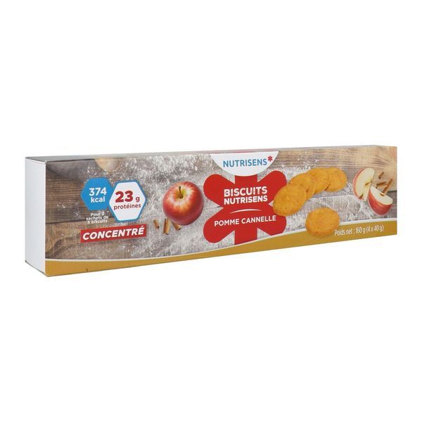 NUTRISENS BISCUITS Denrée alimentaire destinée à des fins médicales spéciales, pomme - cannelle, bt 20