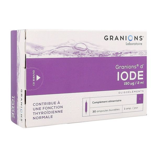 GRANIONS D'IODE Ampoule buvable, complément alimentaire d'oligoélément iode, bt 30