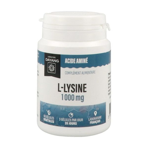 DAYANG L-LYSINE 1000 MG Gélule, complément alimentaire à base de L-lysine, bt 60