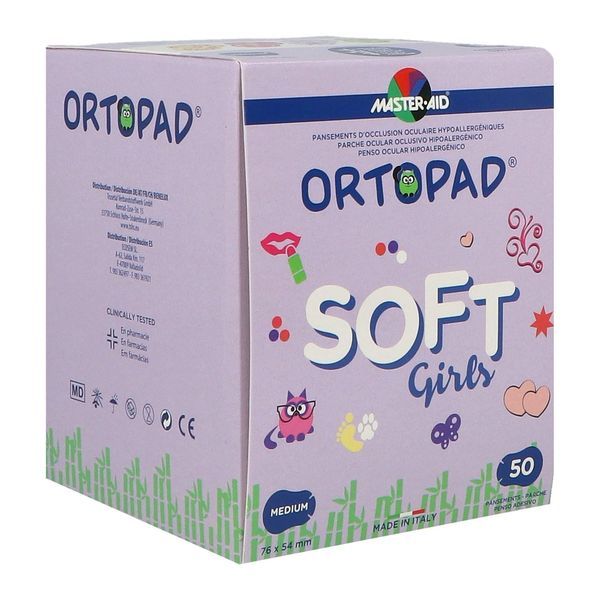 ORTOPAD SOFT GIRLS MEDIUM Pansement orthoptique hypoallergénique, adhésif, décoré, enfant de moins de 4 ans, bt 50