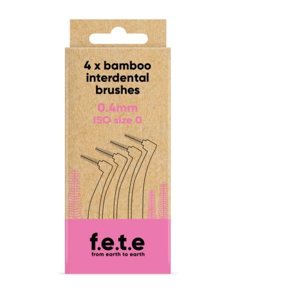 F.E.T.E From Earth To Earth Brosses interdentaires Taille 0, 0.4 mm, Rose - Boîte de 4