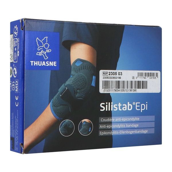 SILISTAB EPI NOUVELLE VERSION Coudière antiépicondylite avec sangle additionnelle amovible, taille 6, unité
