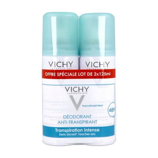 VICHY DEODORANT ANTITRANSPIRANT 48 H SPRAY Spray déodorant antitranspirant 48 H, spray 125 ml x 2